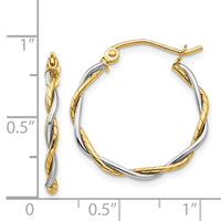 Thumbnail for 14k Two-tone Polished1.8mm Twisted Hoop Earrings