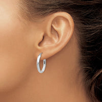 Thumbnail for 14k White Gold Polished 3.5mm Oval Hoop Earrings
