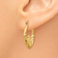 Thumbnail for 14k Polished and Satin Claddagh Hoop Earrings