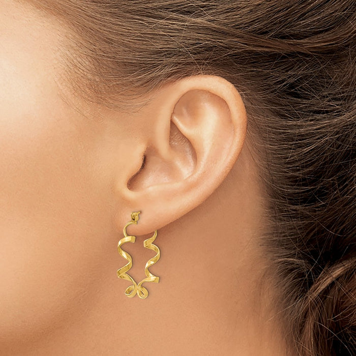 14k Fancy Spiral Hoop Earrings