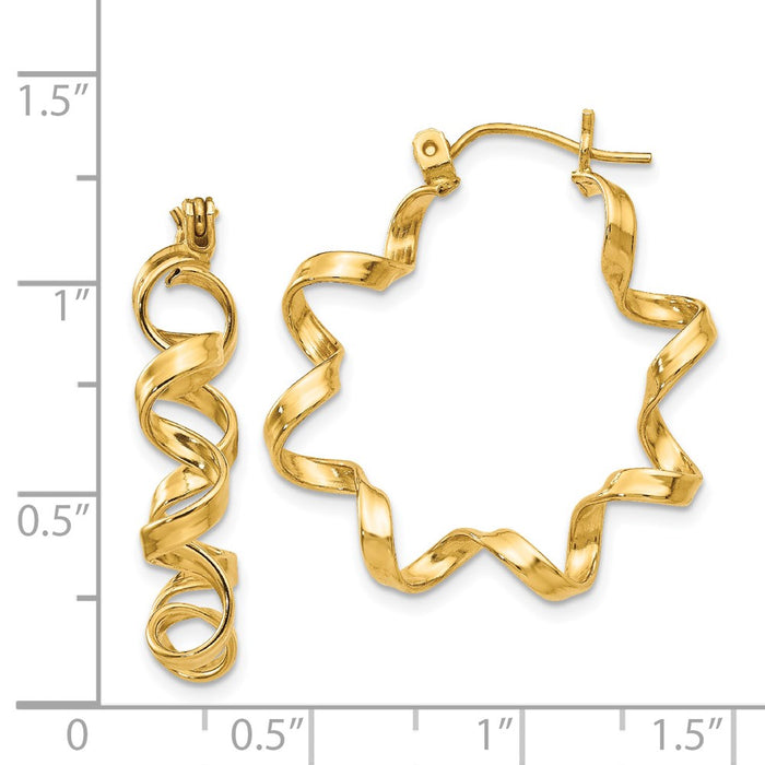 14k Fancy Spiral Hoop Earrings