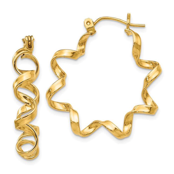 14k Fancy Spiral Hoop Earrings