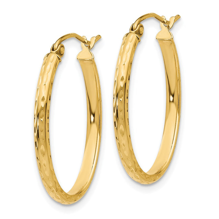 14k Lightweight Diamond-cut Oval Hoop Earrings