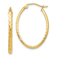 Thumbnail for 14k Lightweight Diamond-cut Oval Hoop Earrings