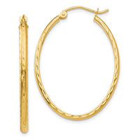 Thumbnail for 14k Lightweight Diamond-cut Oval Hoop Earrings