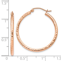Thumbnail for 14k Rose Gold Diamond-cut Polished Hoop Earrings