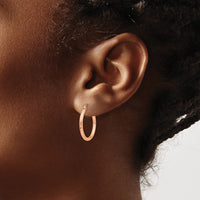 Thumbnail for 14k Rose Gold Diamond-cut Polished Hoop Earrings