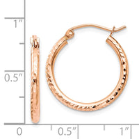 Thumbnail for 14k Rose Gold Diamond-cut Polished Hoop Earrings