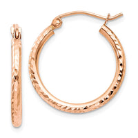 Thumbnail for 14k Rose Gold Diamond-cut Polished Hoop Earrings