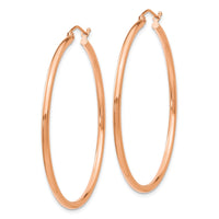 Thumbnail for 14k Rose Gold Polished 2mm Lightweight Tube Hoop Earrings