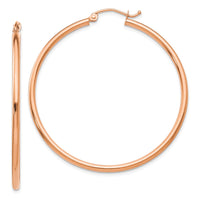 Thumbnail for 14k Rose Gold Polished 2mm Lightweight Tube Hoop Earrings