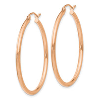 Thumbnail for 14k Rose Gold Polished 2mm Lightweight Tube Hoop Earrings
