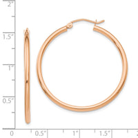 Thumbnail for 14k Rose Gold Polished 2mm Lightweight Tube Hoop Earrings