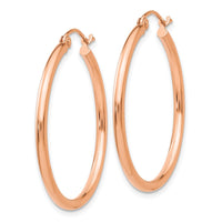 Thumbnail for 14k Rose Gold Polished 2mm Lightweight Tube Hoop Earrings