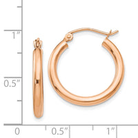 Thumbnail for 14k Rose Gold Polished 2.5mm Lightweight Tube Hoop Earrings