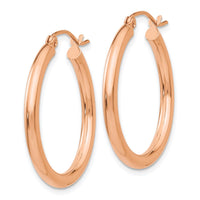 Thumbnail for 14k Rose Gold Polished 2.5mm Lightweight Tube Hoop Earrings