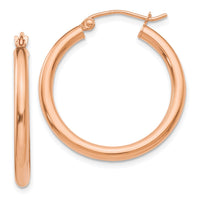 Thumbnail for 14k Rose Gold Polished 2.5mm Lightweight Tube Hoop Earrings