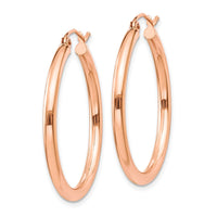 Thumbnail for 14k Rose Gold Polished 2.5mm Lightweight Tube Hoop Earrings