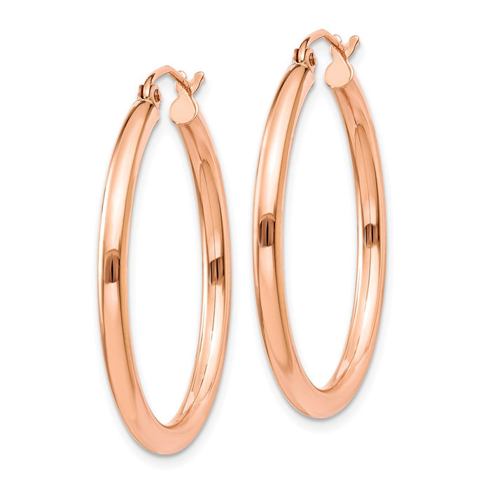 14k Rose Gold Polished 2.5mm Lightweight Tube Hoop Earrings