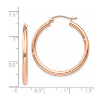 Thumbnail for 14k Rose Gold Polished 2.5mm Lightweight Tube Hoop Earrings
