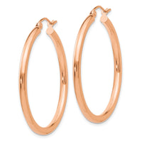 Thumbnail for 14k Rose Gold Polished 2.5mm Lightweight Tube Hoop Earrings