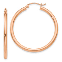 Thumbnail for 14k Rose Gold Polished 2.5mm Lightweight Tube Hoop Earrings