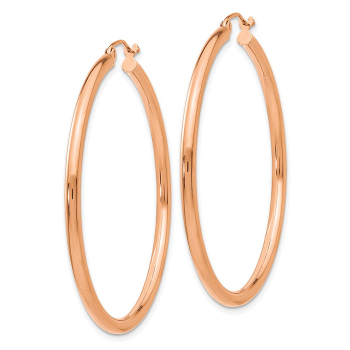 14k Rose Gold Polished 2.5mm Lightweight Tube Hoop Earrings