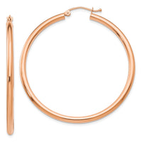 Thumbnail for 14k Rose Gold Polished 2.5mm Lightweight Tube Hoop Earrings