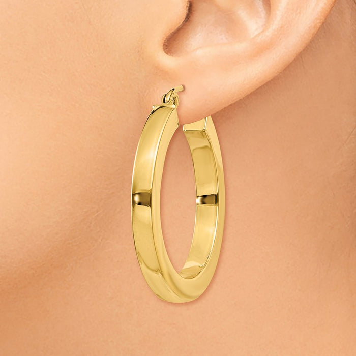 14k 3mm Polished Square Hoop Earrings