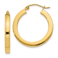 Thumbnail for 14k 3mm Polished Square Hoop Earrings