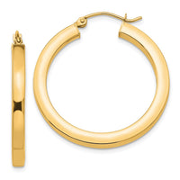 Thumbnail for 14k 3mm Polished Square Hoop Earrings