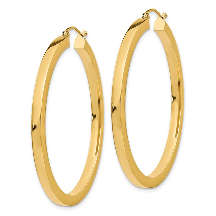 14k 3mm Polished Square Hoop Earrings