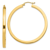 Thumbnail for 14k 3mm Polished Square Hoop Earrings