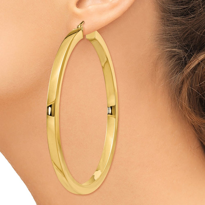 14k 3mm Polished Square Hoop Earrings