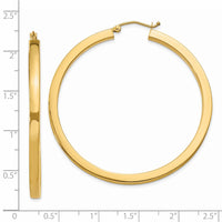 Thumbnail for 14k 3mm Polished Square Hoop Earrings