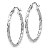 Thumbnail for 14k WG Twist Polished Hoop Earring