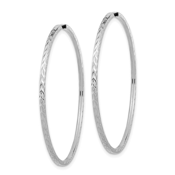 14k Diamond-cut Square Tube Endless Hoop Earrings