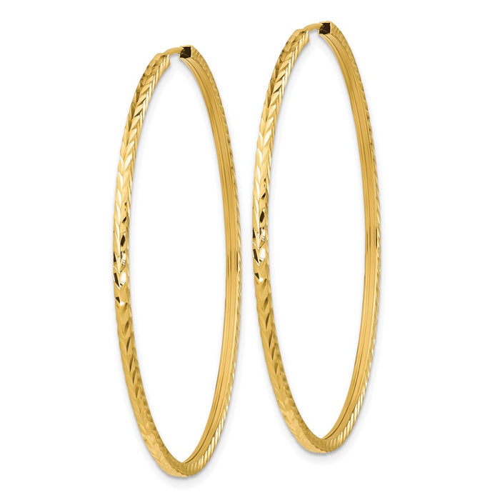 14k Diamond-cut Square Tube Endless Hoop Earrings