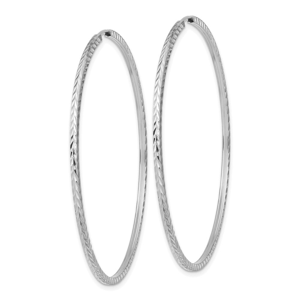 14k Diamond-cut Square Tube Endless Hoop Earrings