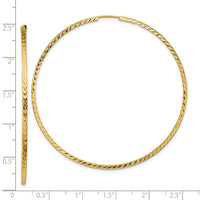 Thumbnail for 14k Diamond-cut Square Tube Endless Hoop Earrings