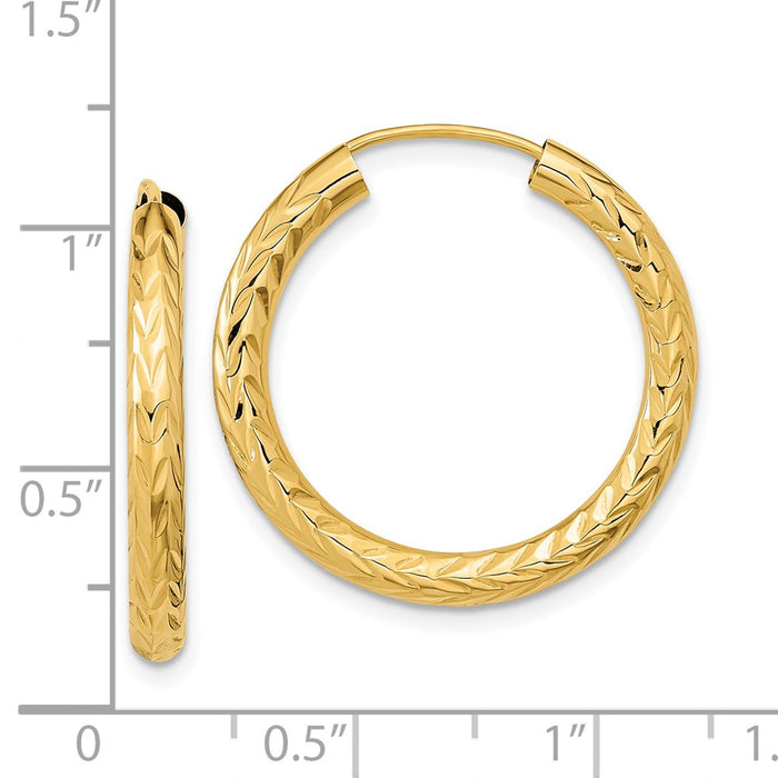 14k Polished & D/C Endless Hoop Earrings