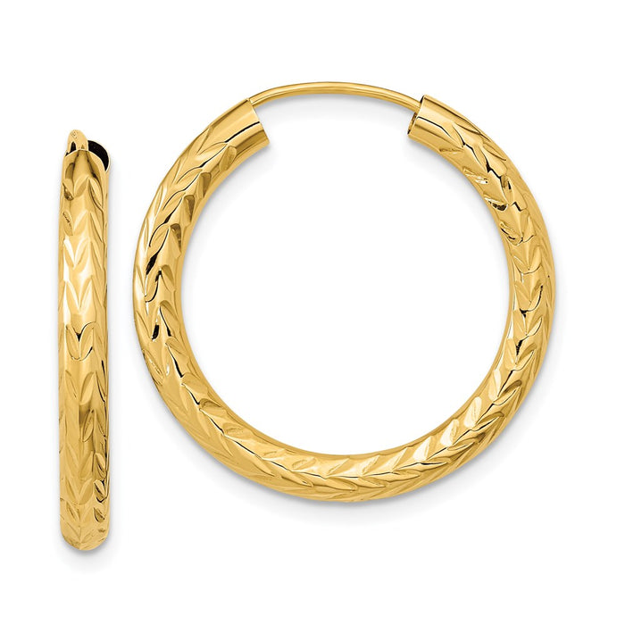 14k Polished & D/C Endless Hoop Earrings