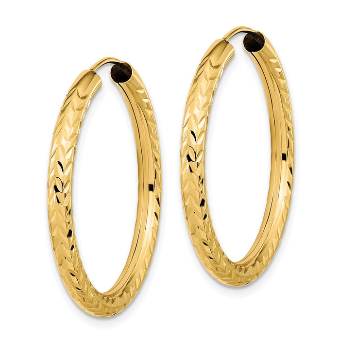 14k Polished & D/C Endless Hoop Earrings