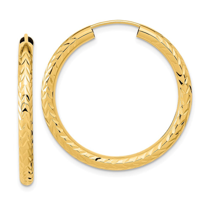 14k Polished & D/C Endless Hoop Earrings