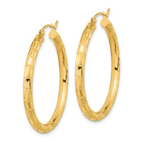 Thumbnail for 14k Polished Satin and Diamond-cut Hoop Earrings