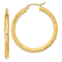 Thumbnail for 14k Polished Satin and Diamond-cut Hoop Earrings
