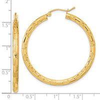 Thumbnail for 14k Polished Satin and Diamond-cut Hoop Earrings