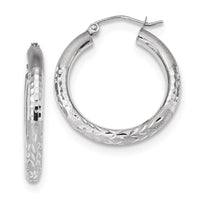 Thumbnail for 14k Polished Satin and Diamond-cut Hoop Earringss