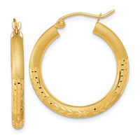 Thumbnail for 14k Polished Satin and Diamond-cut Hoop Earringss