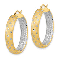 Thumbnail for 14k Polished Satin and Diamond-cut Hoop Earrings